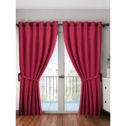 BIANCA Satin Curtain- Blocks 99% Sunlight & Reduces Noise [Eyelet Pattern]-2pc 7.5 Feet-plain-maroon-picture-17
