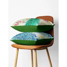 BIANCA Set Of 2 Green & Grey Abstract Printed Square Cushion Cover-picture-13