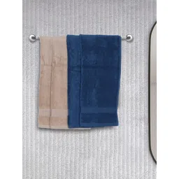 BIANCA Set Of 4 Beige & Blue Solid 380 GSM Pure Combed Cotton Terry Hand Towels-picture-40