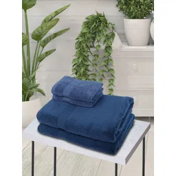 BIANCA Set Of 4 Blue Solid 500 GSM Pure Cotton Towel Set-picture-25