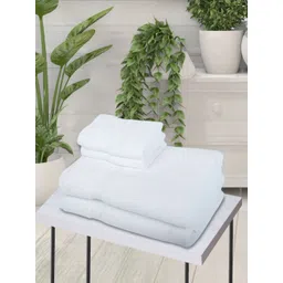 BIANCA Set Of 4 White Solid Pure Cotton 500 GSM Ultra-Fluffy Towel-picture-24