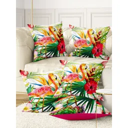 BIANCA set of 5 Red & Green Floral Square Cushion Covers-picture-28