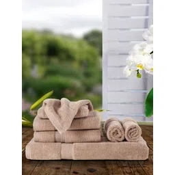 BIANCA Set Of 7 Taupe Solid 380 GSM Pure Combed Cotton Terry Towels-picture-15
