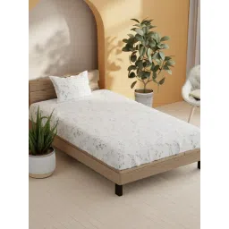 Bianca Sienna Khaki Cotton Floral 144 TC Single Flat Bedsheet with 1 Pillow Cover-picture-28