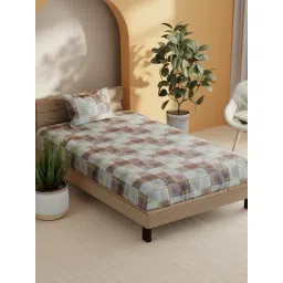 Bianca Sienna Multicolor Cotton Geometric 144 TC Single Flat Bedsheet with 1 Pillow Cover-picture-18