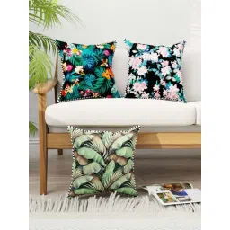 Bianca Suzane Black & Green Micro Fiber Reversible Printed Cushion Covers - Set of 3-picture-25