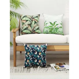 Bianca Suzane Black & Green Micro Fiber Reversible Printed Cushion Covers - Set of 3-picture-24