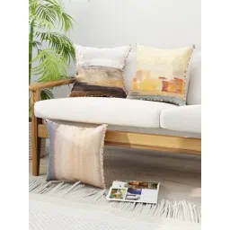 Bianca Suzane Earthy & Beige Micro Fiber Reversible Printed Cushion Covers - Set of 3-picture-37