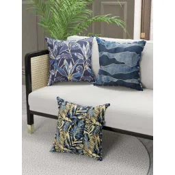 Bianca Suzane Navy & Gold Micro Fiber Reversible Printed Cushion Covers - Set of 3-picture-23