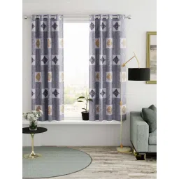 Bianca VILLA C`ESTA Blue Faux Silk 5 Ft. Window Curtain - Set of 2-picture-22
