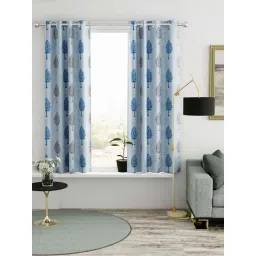 Bianca VILLA C`ESTA Blue Faux Silk 5 Ft. Window Curtain - Set of 2-picture-27