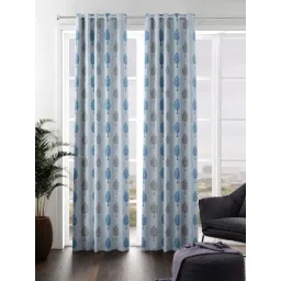 Bianca VILLA C`ESTA Blue Faux Silk 7 Ft. Door Curtain - Set of 2-picture-17