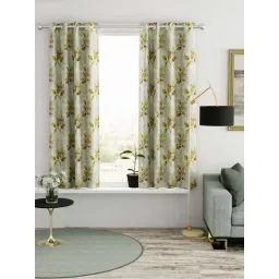 Bianca VILLA C`ESTA Green Faux Silk 5 Ft. Window Curtain - Set of 2-picture-21