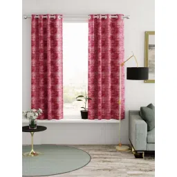 Bianca VILLA C`ESTA Pink Faux Silk 5 Ft. Window Curtain - Set of 2-picture-47