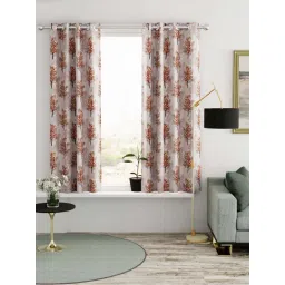 Bianca VILLA C`ESTA Red & Grey Faux Silk 5 Ft. Window Curtain - Set of 2-picture-24