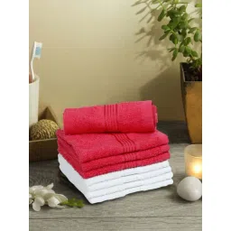 LORENA 100% Cotton Super-Soft Terry Towels -8pc Face Towel (d`ross) solid-pink/white-image-29