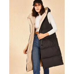 BIANCO LUCCI Hooded Sleeveless Reversible Longline Padded Jacket-picture-30