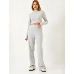 BIANCO LUCCI Pure Cotton High Neck Crop Top & Trousers Co-Ord Set-picture-12