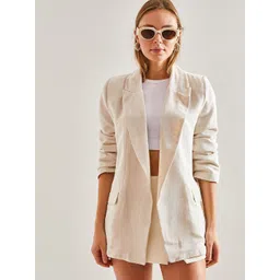 BIANCO LUCCI Women Colourblocked Longline Open Front Jacket-picture-27