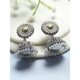 Biba Artificial Beaded Dome Shaped Oxidised Jhumkas-picture-32
