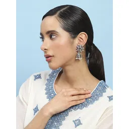 Biba Artificial Stones Studded And Beads Dome Shaped Jhumkas-picture-13