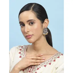 Biba Artificial Stones Studded And Beads Floral Drop Earrings-picture-22