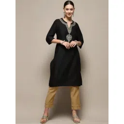 Biba Black Embroidered Straight Kurta-picture-42