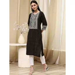 Biba Black Straight Fit Printed Kurta image 3