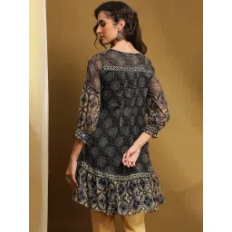 Biba Blue Polyester Printed 3/4th Sleeve Kurta image 2