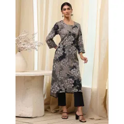 Biba Charcoal Straight Fit Printed Kurtas-picture-28