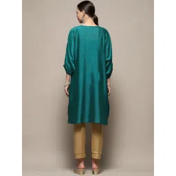 Biba Emerald Green Embroidered A Line Kurta image 2