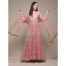 Biba Ethnic Motifs Embroidered Beads and Stones A-Line Kurta & Skirt With Dupatta-picture-18