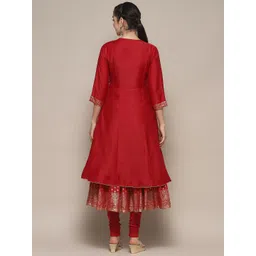 Biba Ethnic Motifs Embroidered Empire Kurta with Churidar & Dupatta image 5