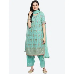 Biba Ethnic Motifs Embroidered Gotta Patti Georgette Kurta with Salwar & Dupatta-picture-14