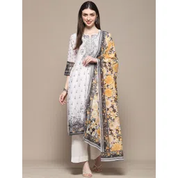 Biba Ethnic Motifs Printed Straight Kurta & Palazzo With Dupatta-picture-28