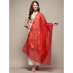 Biba Floral Embroidered Mirror Work Dupatta-picture-25