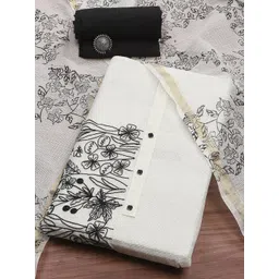 Biba Floral Embroidered Thread Work Pure Cotton Unstitched Dress Material-picture-18