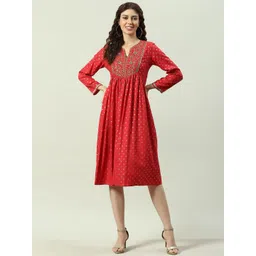 Biba Floral Printed Embroidered Ethnic Dress-picture-26