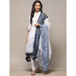 Biba Floral Printed Empire Pure Cotton Kurta With Churidar & Dupatta-picture-24