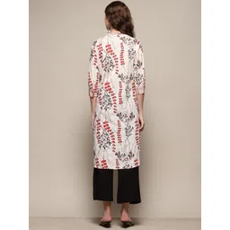 Biba Floral Printed Mandarin Collar Three-Quarter Sleeves Straight Kurta image 5