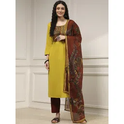 Biba Floral Printed Pure Cotton Sequinned Unstitched Dress Material-picture-39