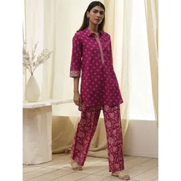 Biba Floral Printed Pure Cotton Top With Palazzos-picture-41