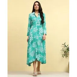biba Floral Printed Shirt Style A-Line Dress-picture-16