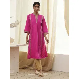 BIBA Fuchsia Solid Kurtas-picture-38