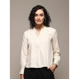 Biba Geometric Printed Mandarin Collar Shirt Style Top-picture-17