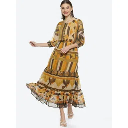 Biba Geometric Printed Round Neck A-Line Midi Dress-picture-28