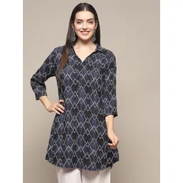 Biba Geometric Printed Shirt Collar Kurti-picture-21