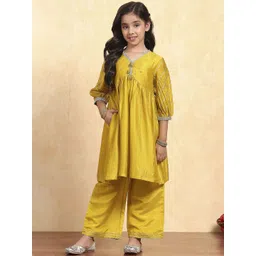 Biba Girls Embroidered Regular Kurta with Palazzos-picture-13