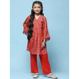 Biba Girls Ethnic Motifs Printed Straight Kurta With Trouser image 1