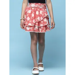 Biba Girls Floral Printed Layered Flared Mini Skirt-picture-24